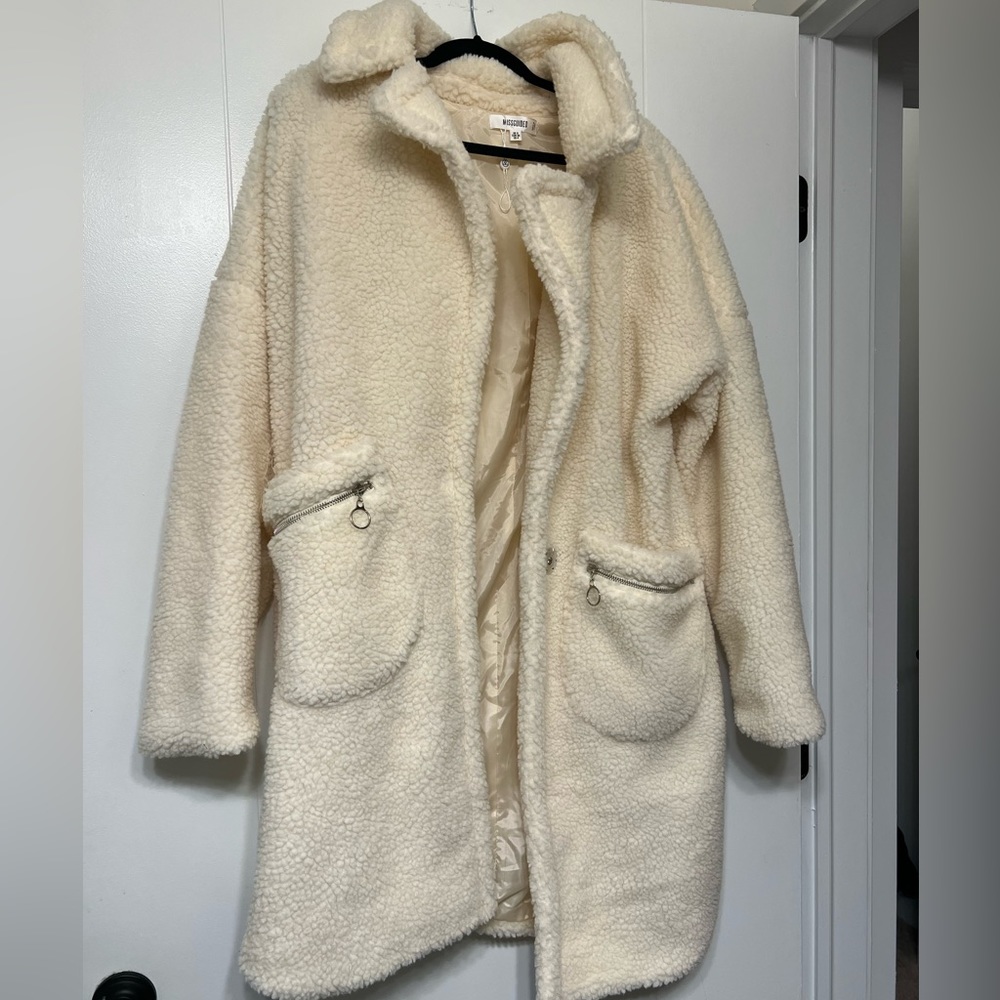 Unworn, brand new off white teddy coat